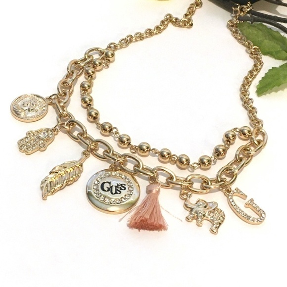 3/$29! GUESS charm necklace tassel, elephant, leaf - Picture 4 of 7